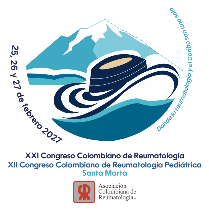 Logo XXI Congreso Colombiano de Reumatología y XII Congreso Colombiano de Reumatología Pediátrica, Santa Marta, 25, 26 y 27 de febrero de 2027. Asociación Colombiana de Reumatología